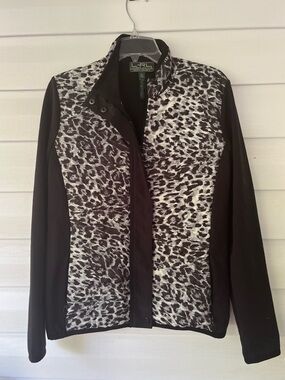 Ralph Lauren Sport Women’s   Jacket Charcoal faux Leopard. L